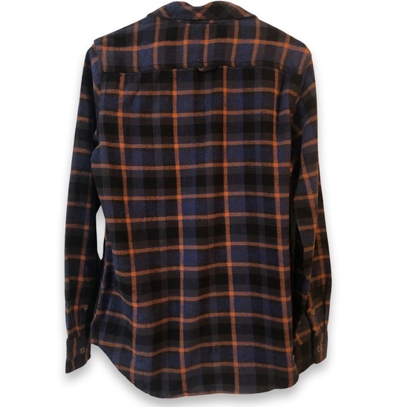 NWT PrAna Golden Canyon Blue/Burnt Orange/Black Snap Flannel Rich Sapphire - Picture 6 of 13